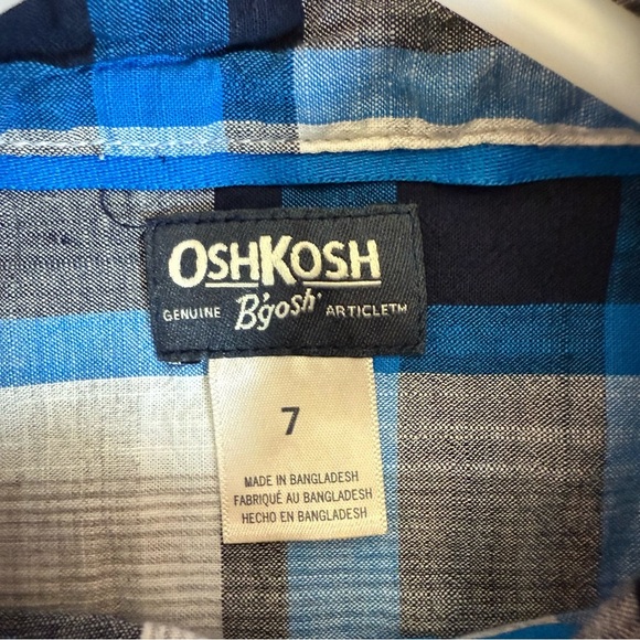 OshKosh B'gosh Blue and Gray Plaid Button Down Shirt - Picture 4 of 10
